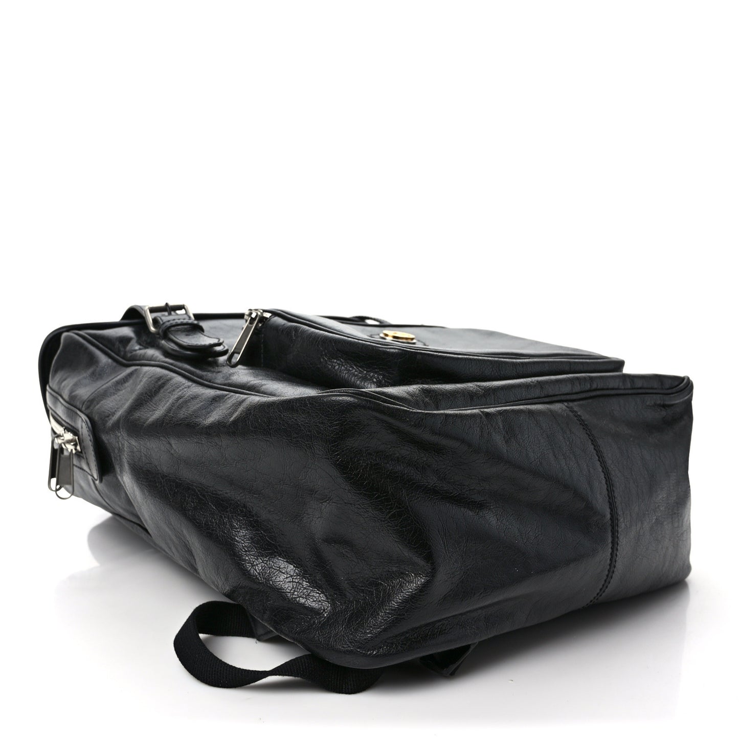 Fluffy Calfskin Mesh Nylon Medium Morpheus Double Buckle Backpack Black