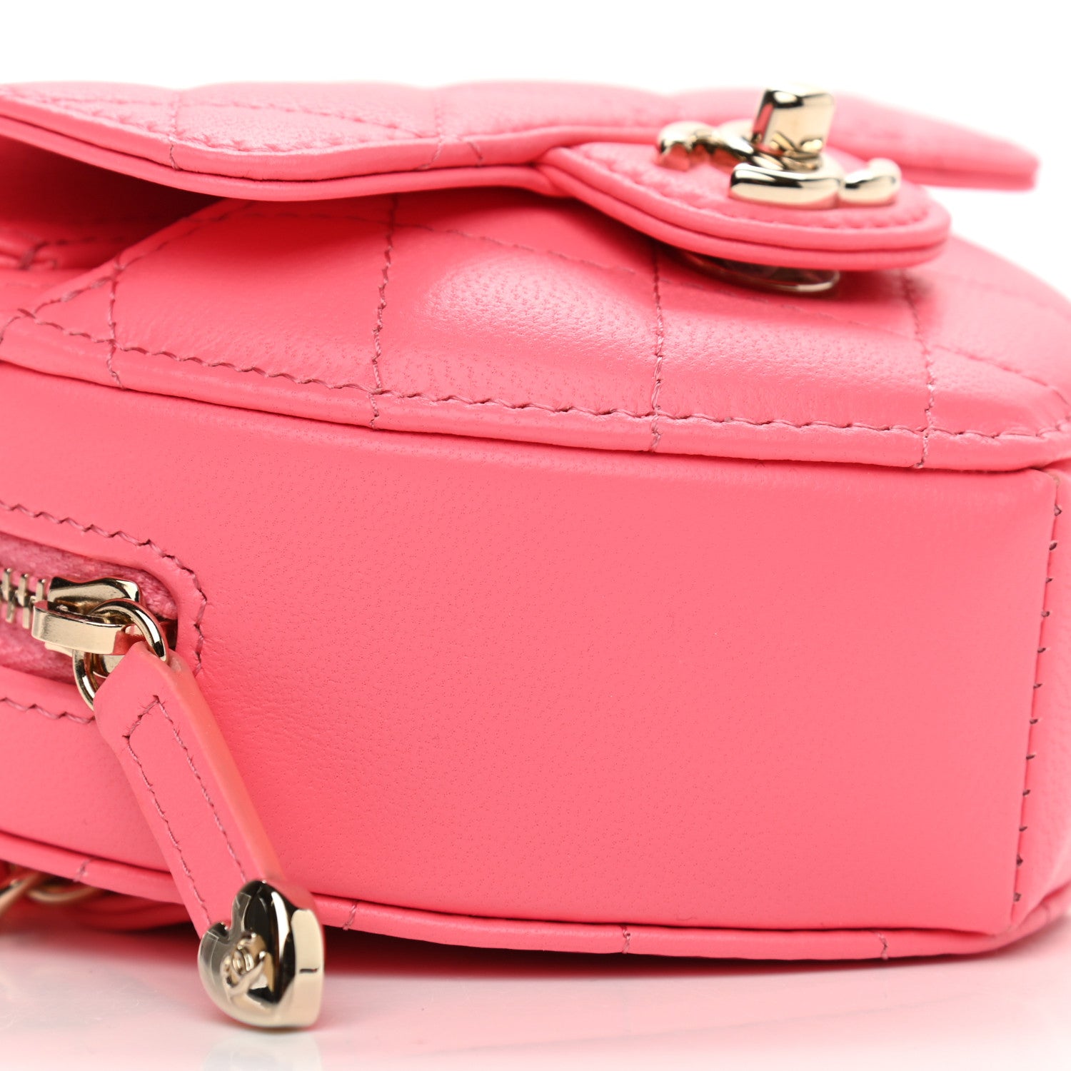 Chanel Lambskin Quilted CC In Love Heart Waist Belt Bag With Chain Pink 9 of 11