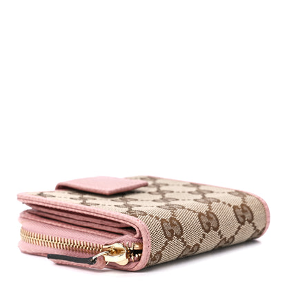 Gucci Monogram Dollar Calfskin Zip Around French Flap Wallet Beige Ebony Soft Pink 4 of 13
