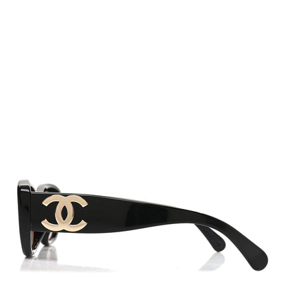 Chanel Acetate Rectangle Sunglasses 5493-A Black Brown 3 of 7