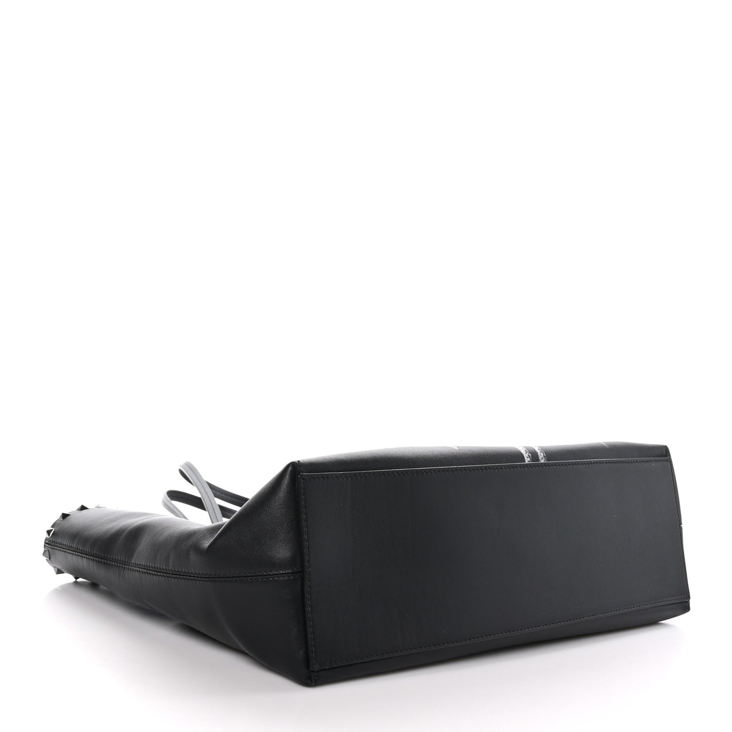 X UNDERCOVER Calfskin Print Rockstud Shoulder Tote Black