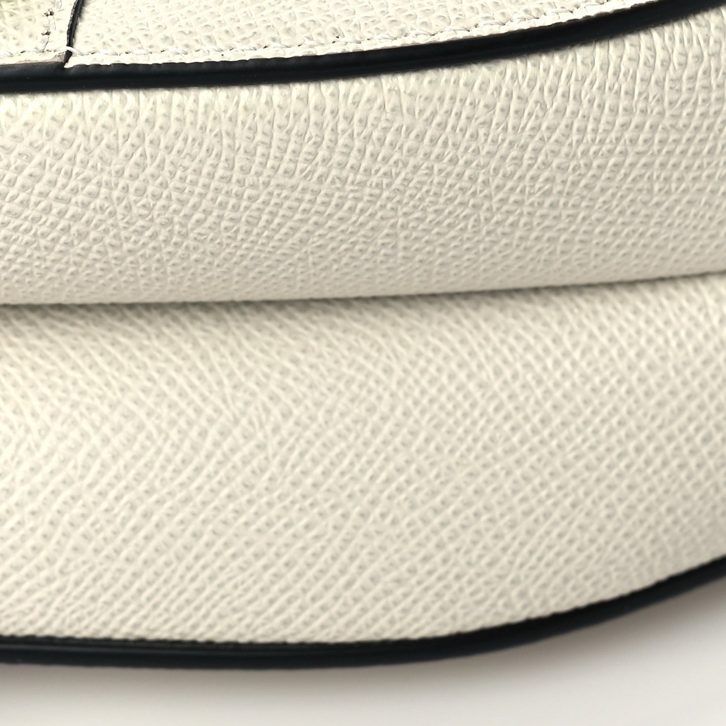 Grained Calfskin Mini Saddle Bag White