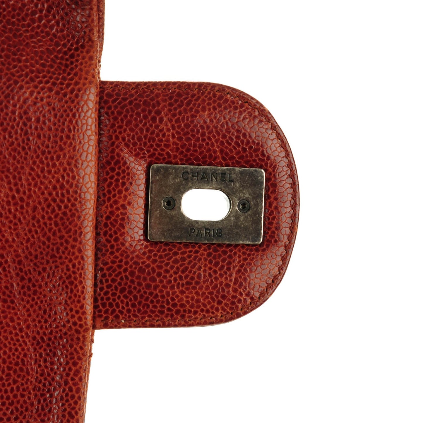Grained Calfskin Quilted Maxi Elastic Flap Brown