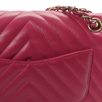 Chanel Lambskin Chevron Quilted Medium Double Flap Pink 9 of 11