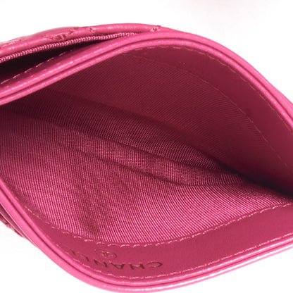 Chanel Lambskin Camellia Embossed Card Holder Fuchsia 6 of 9