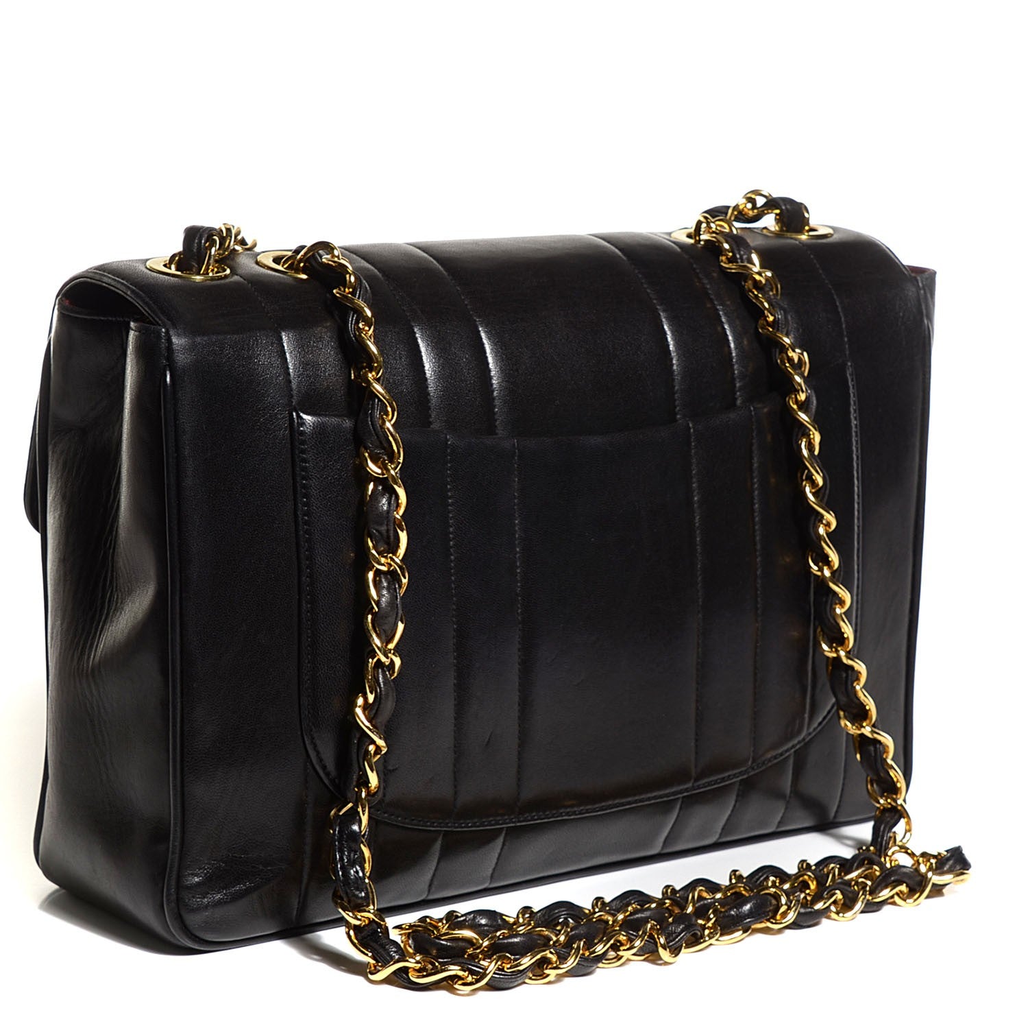 Chanel Lambskin Vertical Quilt Jumbo Flap Black 3 of 9