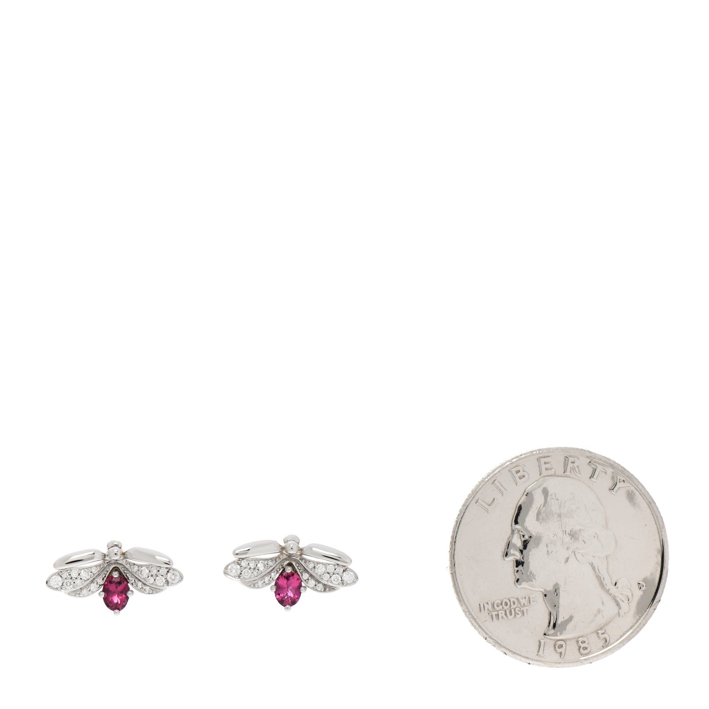 Platinum Diamond Rubellite Paper Flowers Firefly Earrings