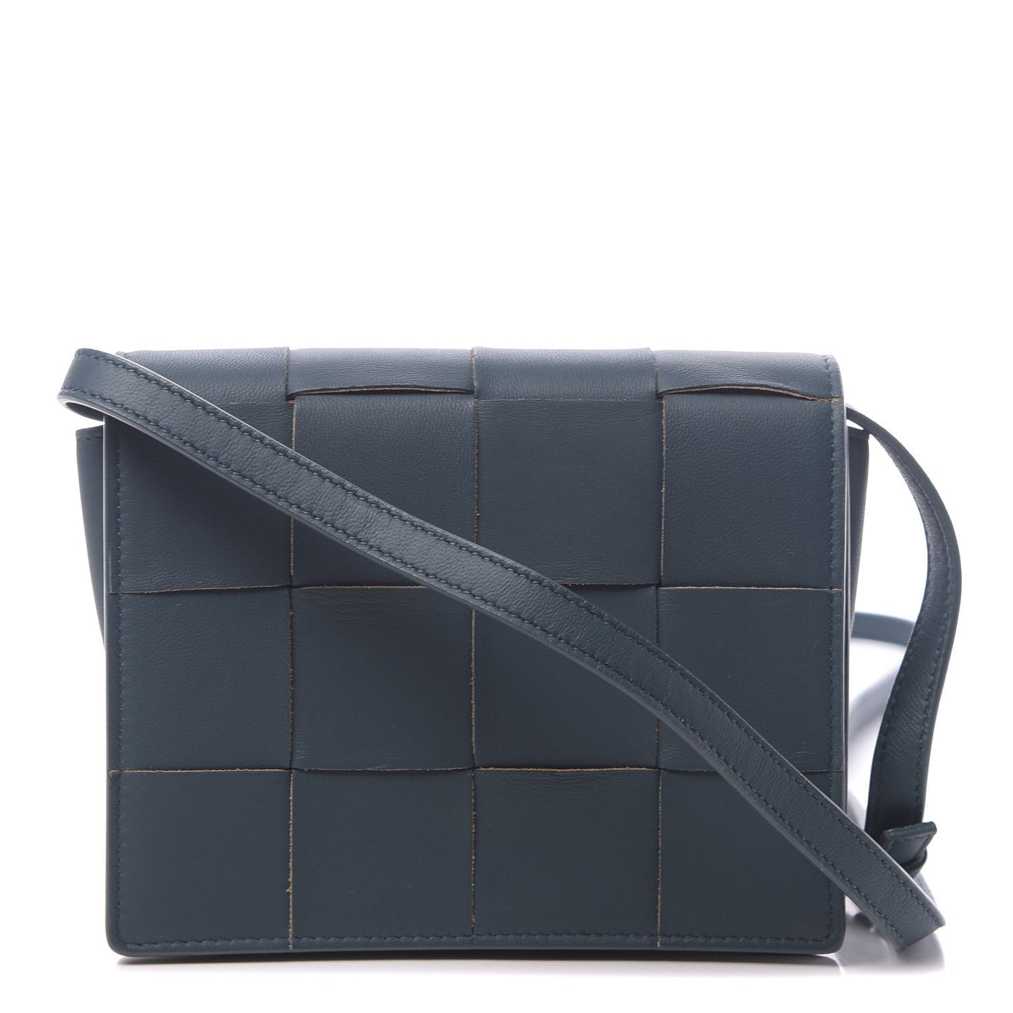 Lambskin Maxi Intrecciato Mini Cassette Crossbody Bag Petrol Blue