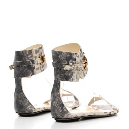 Gucci Calfskin Animalier Karung Printed Horsebit Sandals 35.5 Roccia 4 of 8