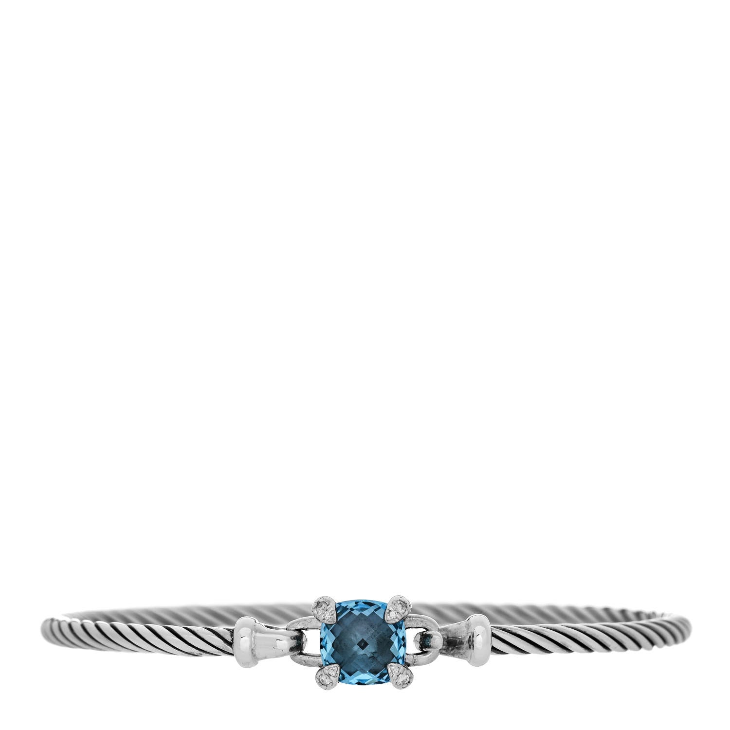 David Yurman Sterling Silver Diamond Blue Topaz 3mm Chatelaine Bracelet 1 of 3