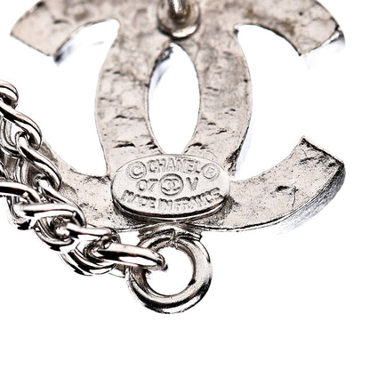 Chanel Crystal Bead CC Dangle Earrings Silver 4 of 4