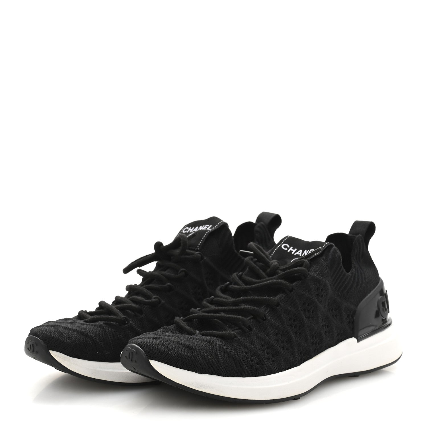 Chanel Fabric Logo Sneakers 37 Black 4 of 9