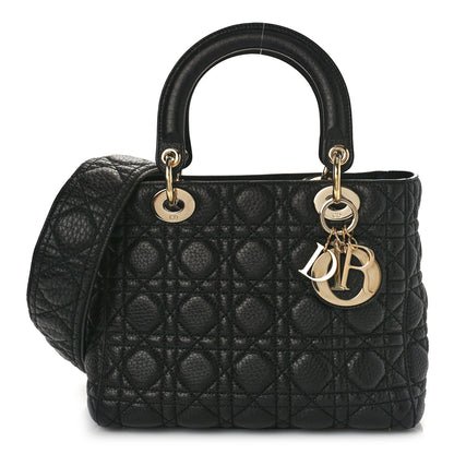 Christian Dior Grained Calfskin Cannage Medium Supple Lady Dior Black 1 of 8