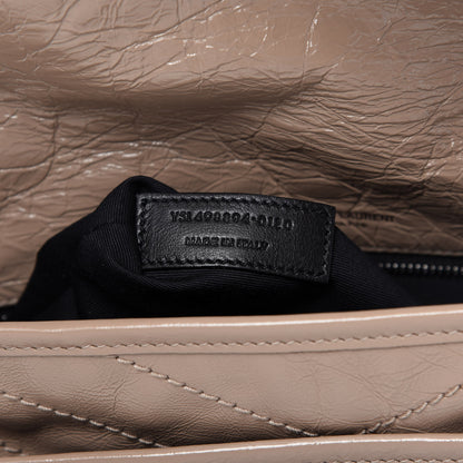 Saint Laurent Crinkled Calfskin Matelasse Monogram Medium Niki Chain Satchel Light Taupe 9 of 10