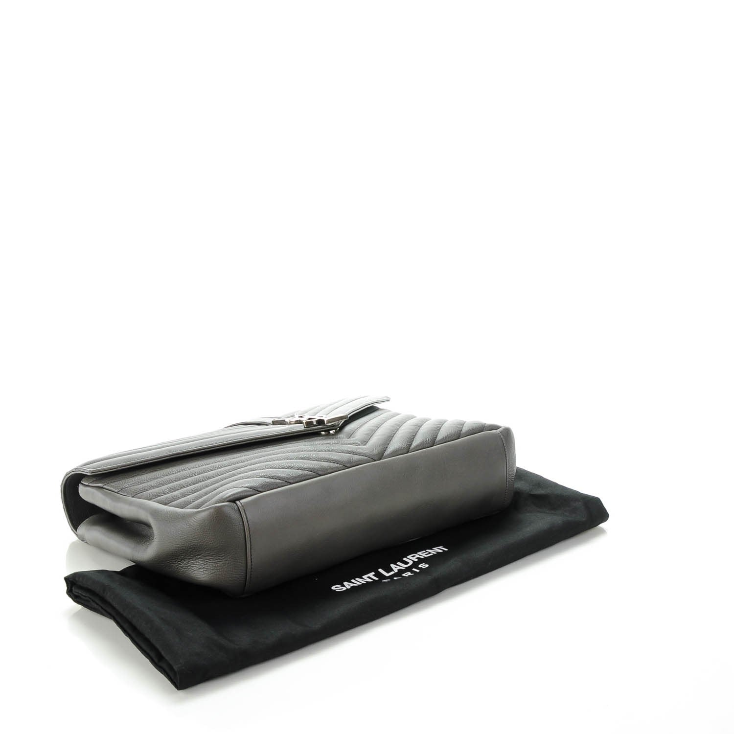 Saint Laurent Calfskin Matelasse Chevron Monogram Large College Satchel Dark Anthracite 4 of 8