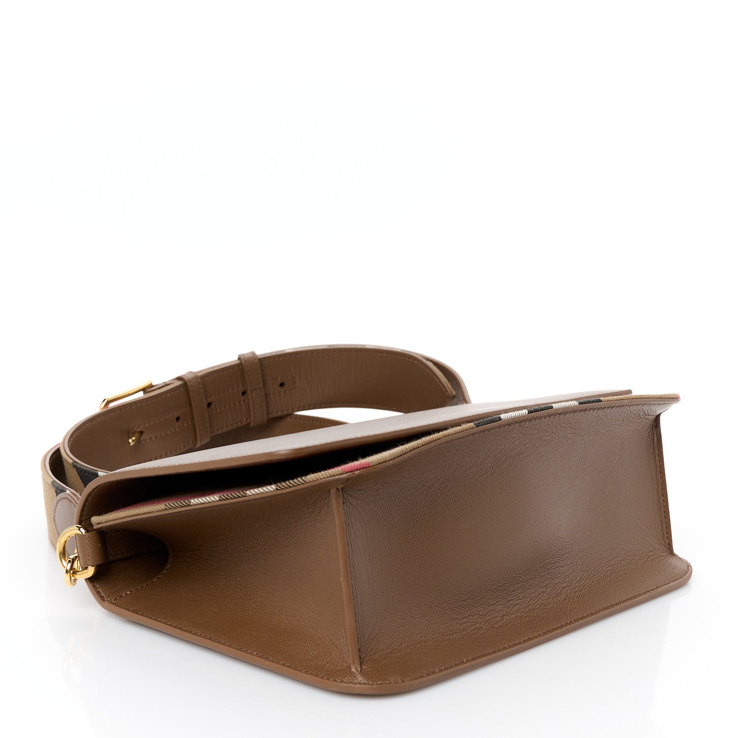 Burberry Derby Calfskin House Check Mackford Crossbody Bag Brown 4 of 10