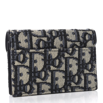 Christian Dior Oblique Saddle Card Holder Blue 3 of 7