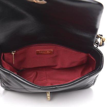 Chanel Shiny Goatskin Quilted Medium 19 Flap Black 5 of 11
