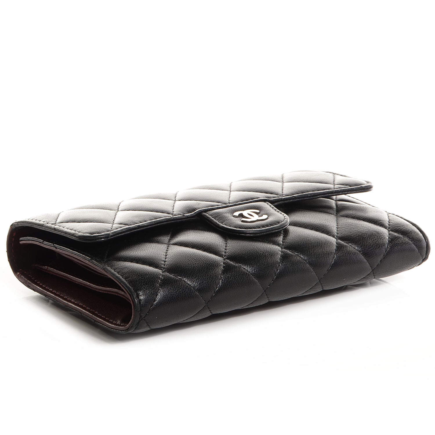 Chanel Lambskin Quilted Large Flap Wallet Black 4 of 9
