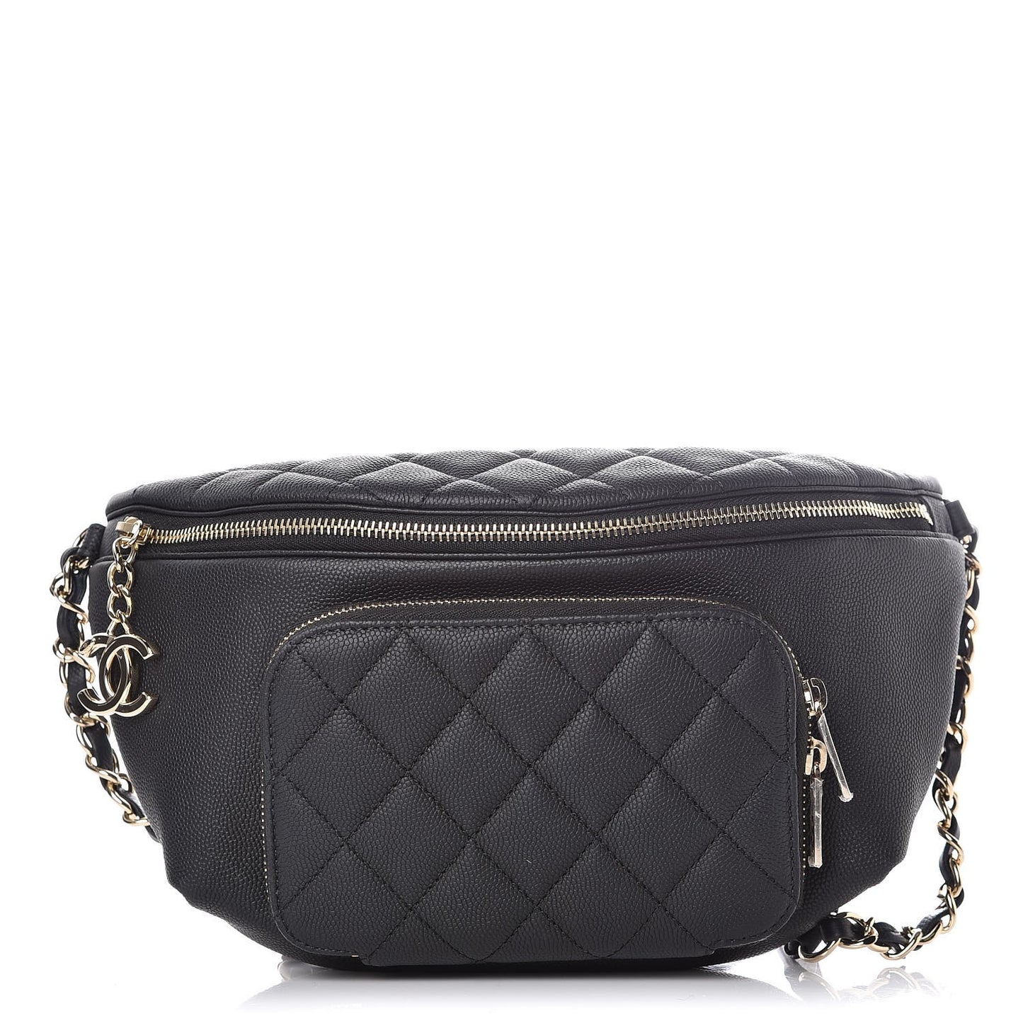 Caviar Quilted Business Affinity Waist Belt Bag Black