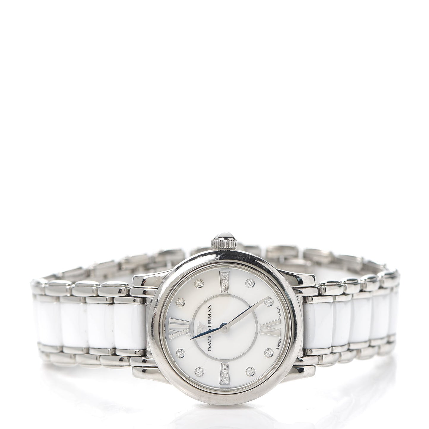 Stainless Steel Ceramic Diamond 30mm Classic Quartz Watch White