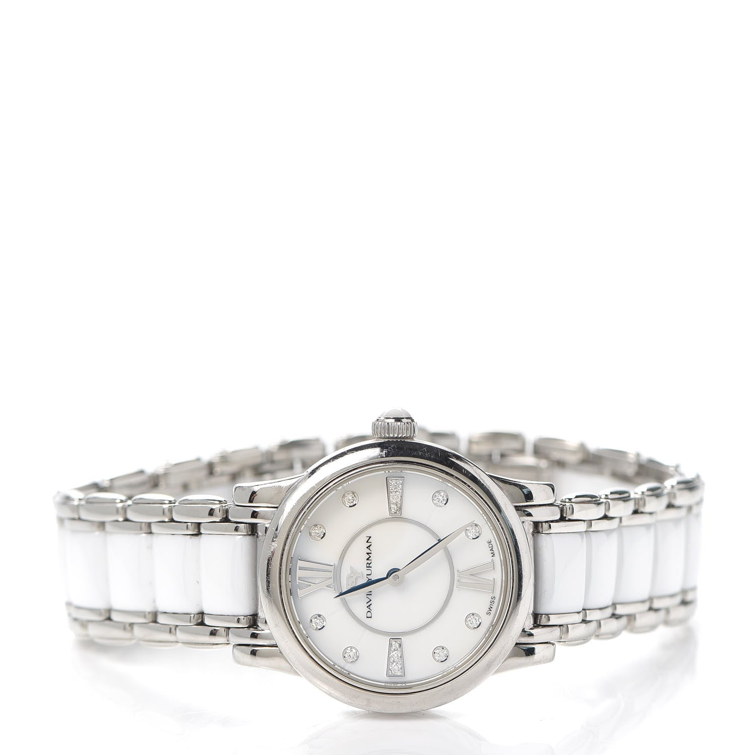 David Yurman Stainless Steel Ceramic Diamond 30mm Classic Quartz Watch White 2 of 6