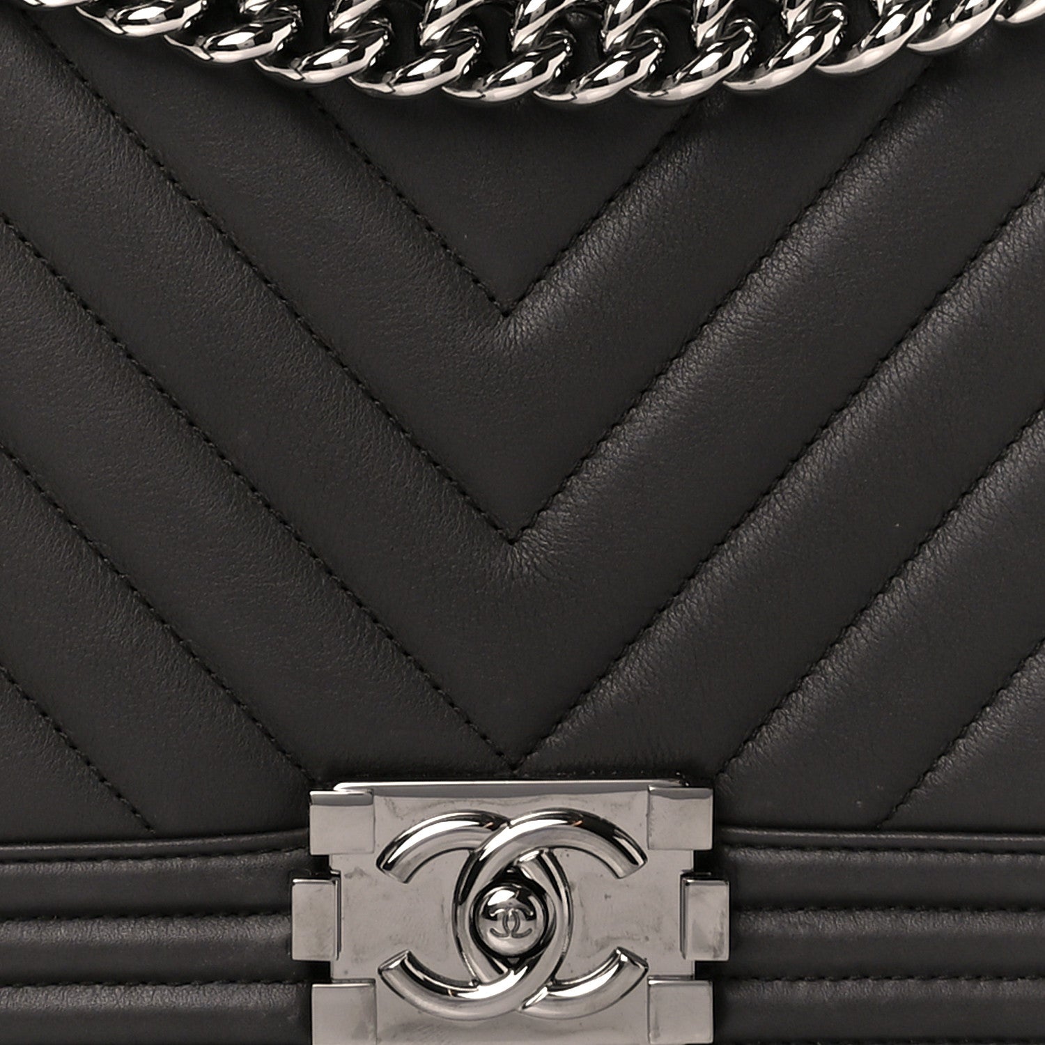 Chanel Calfskin Chevron Quilted New Medium Boy Flap Dark Grey 8 of 11