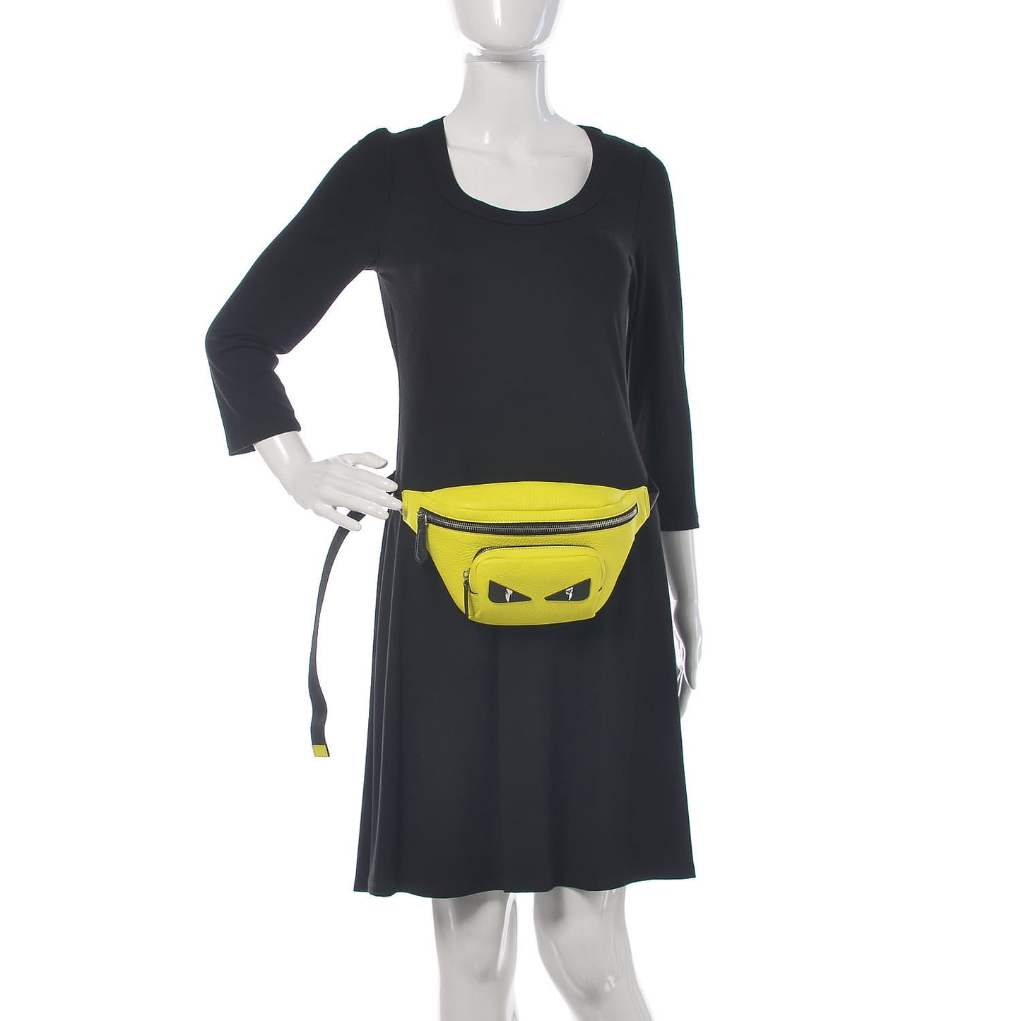 Cuoio Romano Fluo Metal Bug Eyes Pocket Belt Bag Giallo Fluo Black