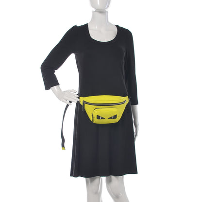 Fendi Cuoio Romano Fluo Metal Bug Eyes Pocket Belt Bag Giallo Fluo Black 2 of 7