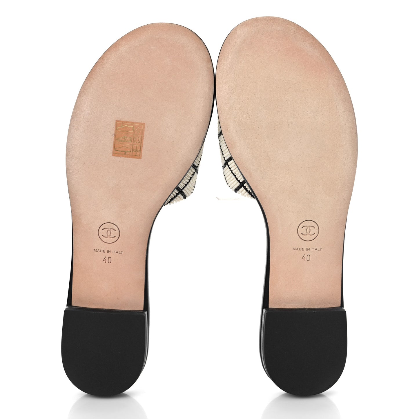 Pearl Embroidery CC Mules 40 Black White