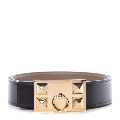 Hermes Box Togo 32mm Collier De Chien CDC Belt 80 Black Etoupe 1 of 8
