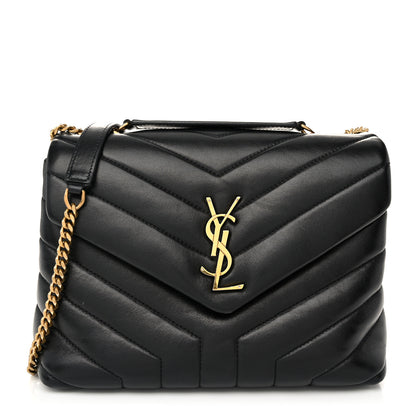 Saint Laurent Calfskin Y Quilted Monogram Small Loulou Chain Satchel Black 1 of 10