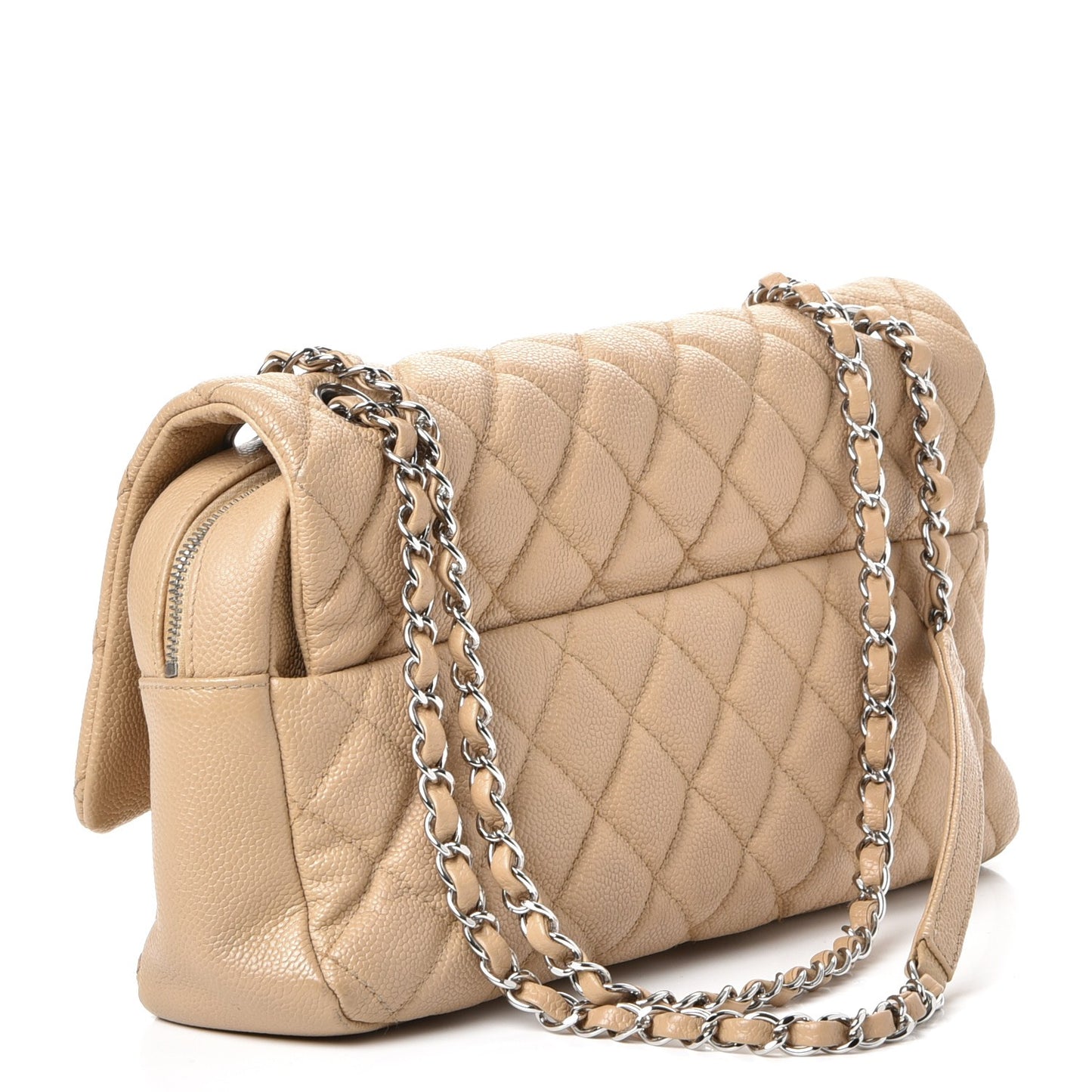 Caviar Quilted Jumbo Easy Flap Beige