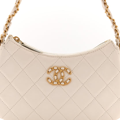 Chanel Aged Calfskin Quilted Small Chanel 19 Hobo White 8 of 10