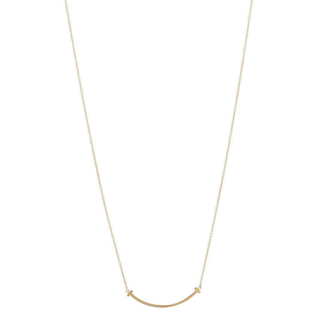 18K Yellow Gold Small T Smile Pendant Necklace