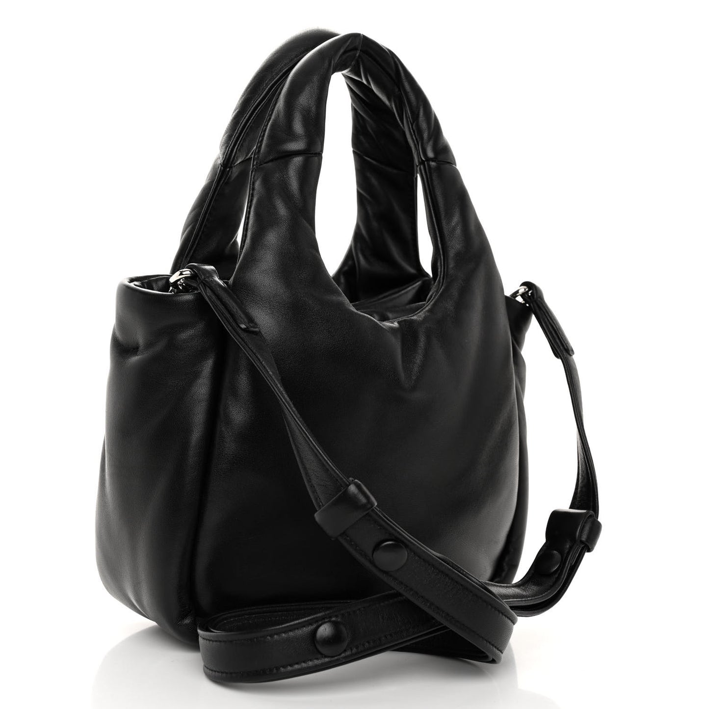 Nappa Soft Padded Small Double Handled Shoulder Bag Black
