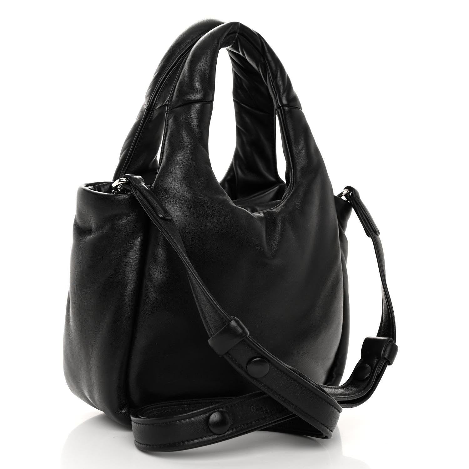 Prada Nappa Soft Padded Small Double Handled Shoulder Bag Black 3 of 9