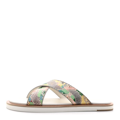 Jimmy Choo Glossy Rainbow Elaphe Palmo Sunrise Flat Sandals 42 Multicolor 1 of 9