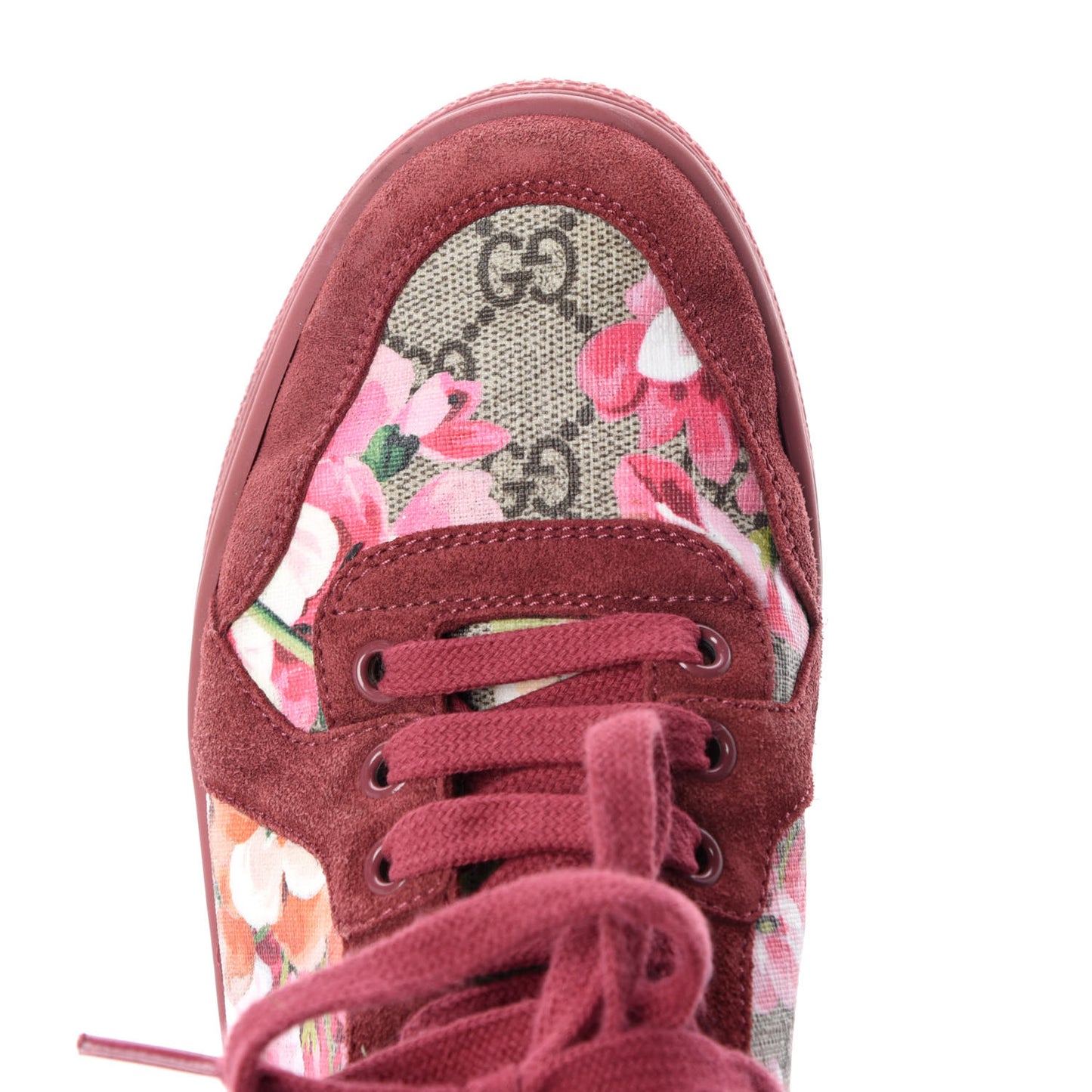 GG Supreme Monogram Blooms Womens High Top Sneakers 38 Beige Multicolor Dry Rose