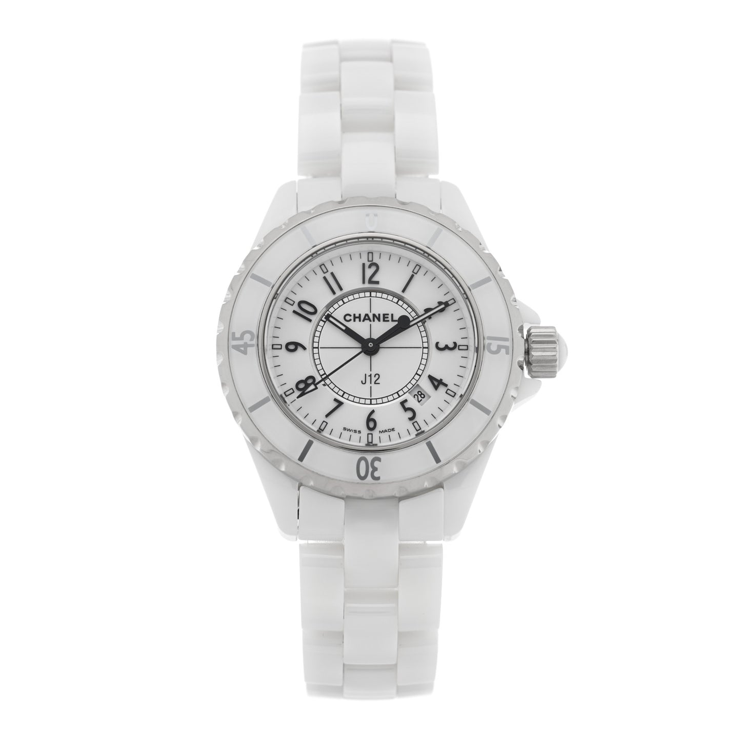 Stainless Steel Ceramic 33mm J12 Quartz Watch White