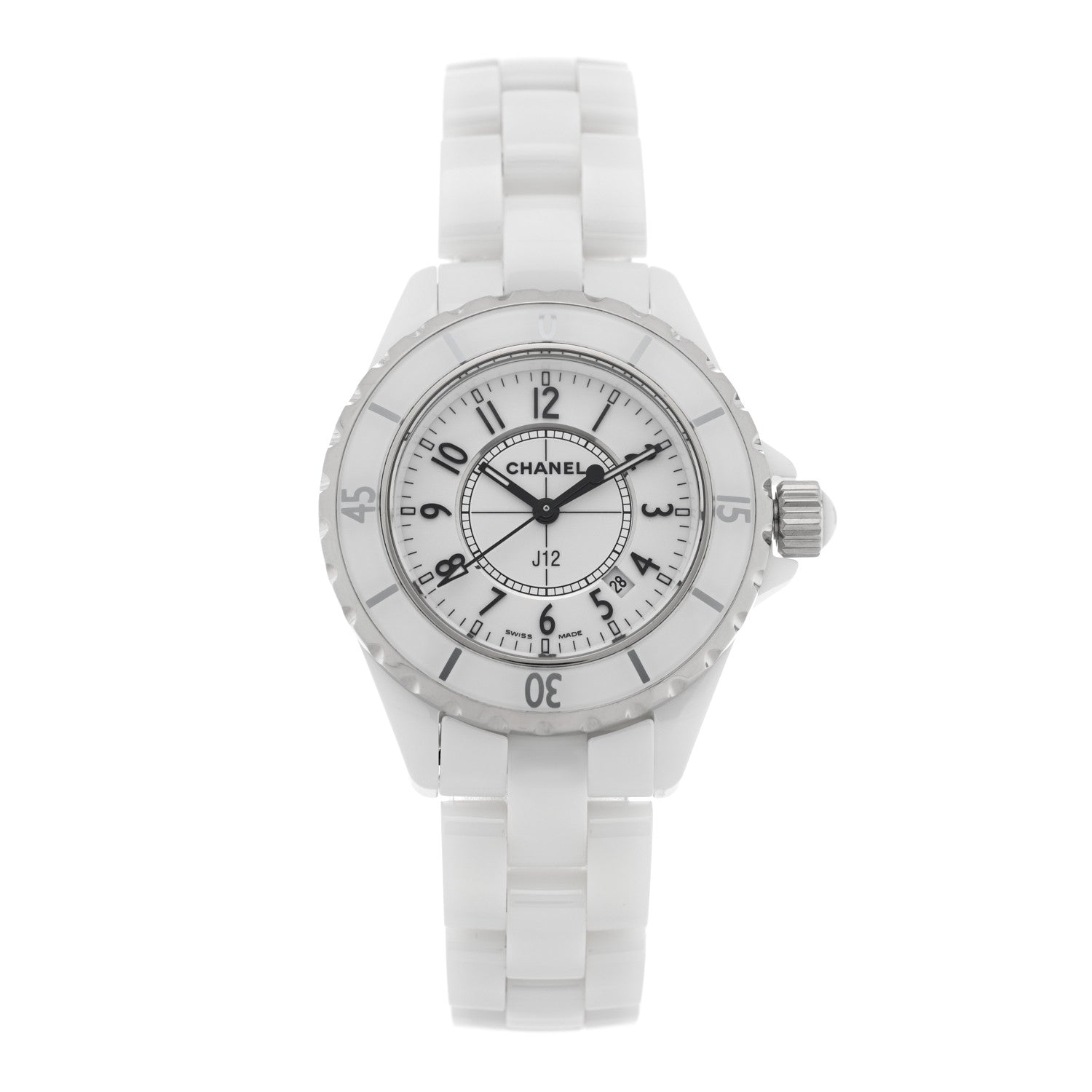 Chanel Stainless Steel Ceramic 33mm J12 Quartz Watch White 1 of 5