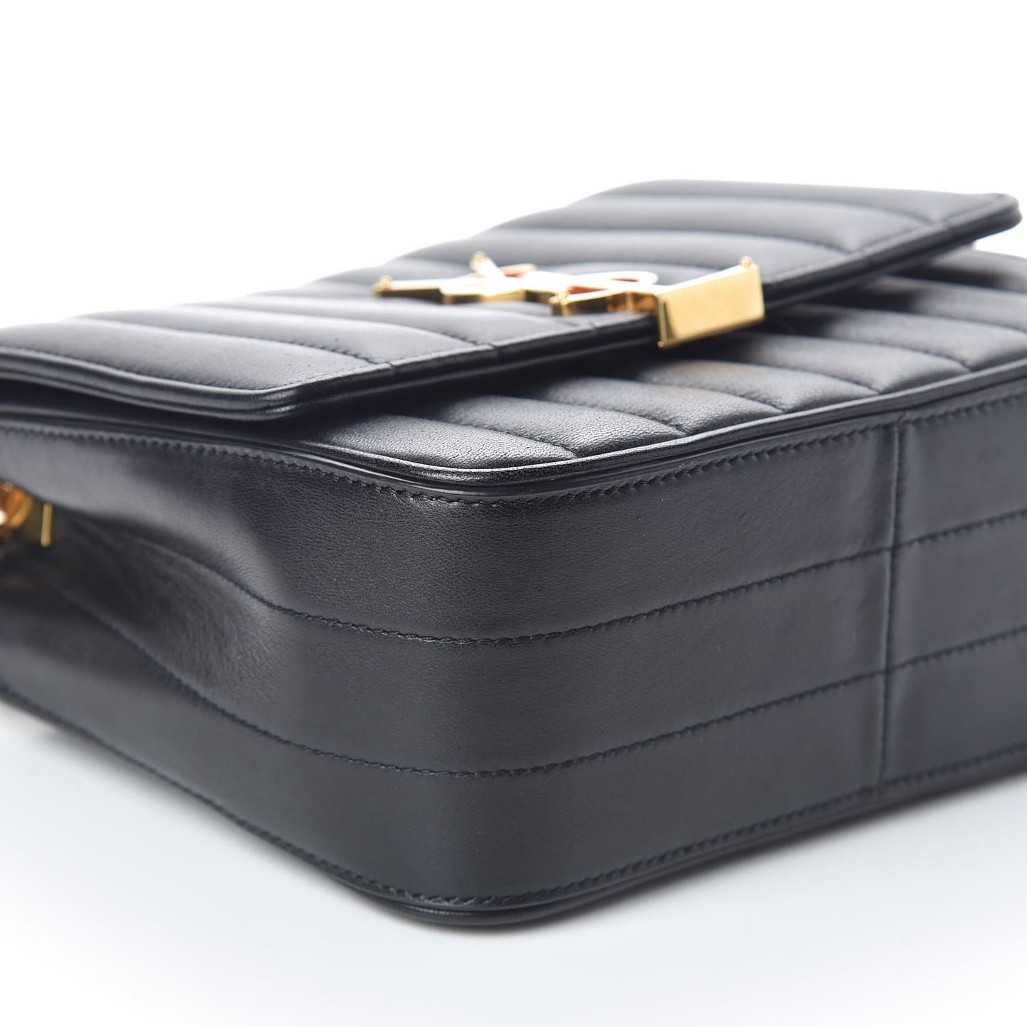 Lambskin Matelasse Monogram Medium Vicky Chain Bag Black