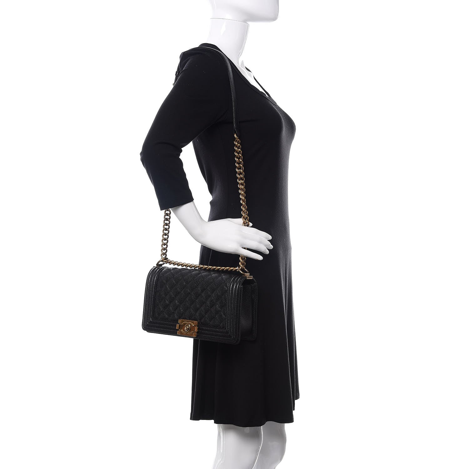 Chanel Caviar Quilted Medium Boy Flap Black 2 of 11