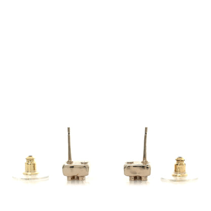Chanel Metal Crystal Mini Square CC Earrings Gold 3 of 5
