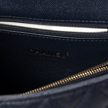 Chanel Caviar Elaphe Quilted Small Coco Handle Flap Navy 6 of 16