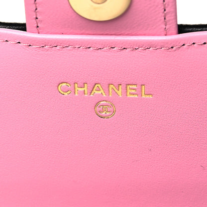 Chanel Lambskin Quilted Flap Phone Holder With Chain Black Lilac 6 of 11