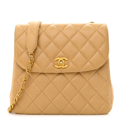 Chanel Lambskin Quilted Flap Shoulder Bag Beige 1 of 16