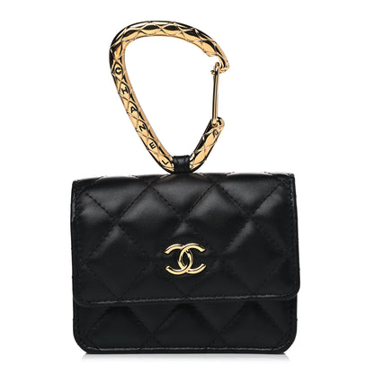 Chanel Lambskin Quilted CC Hook Card Holder Black 1 of 9