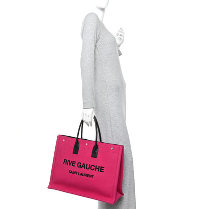 Saint Laurent Wool Rive Gauche Tote Fuchsia 2 of 14