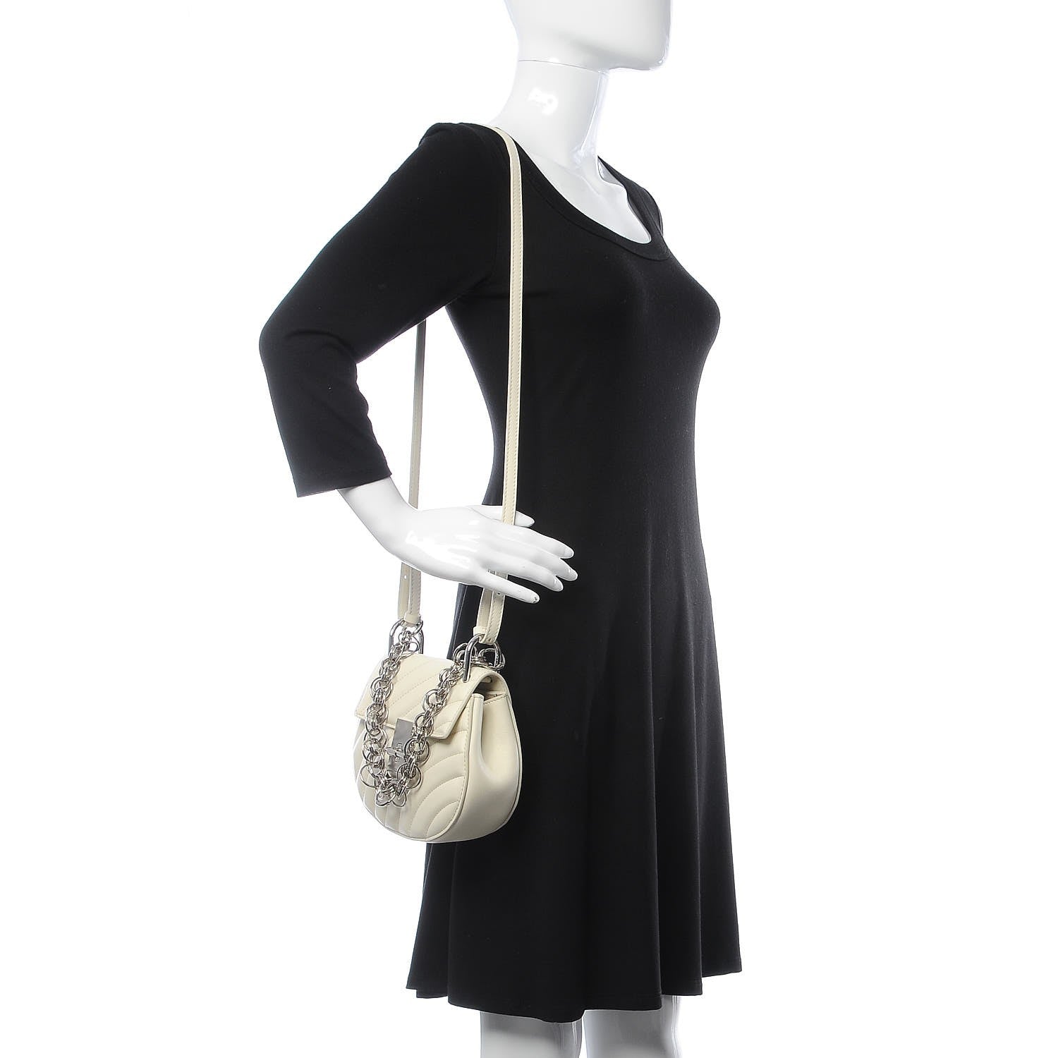 Chloe Calfskin Quilted Mini Drew Bijou Shoulder Bag Natural White 2 of 7